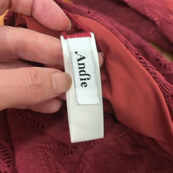 Andie Bikini Set Crete Top Super High Waisted Bottoms Syrah Red Lace size Small - Picture 7 of 10